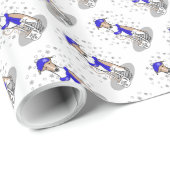 Winter Blue Whippet Snow Scarf - Fawn & white Cute Cadeaupapier (Rol Hoek)