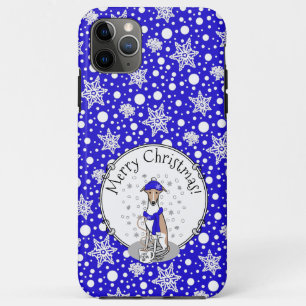 Winter Blue Whippet Snow Scarf - Fawn & white Cute Case-Mate iPhone Case