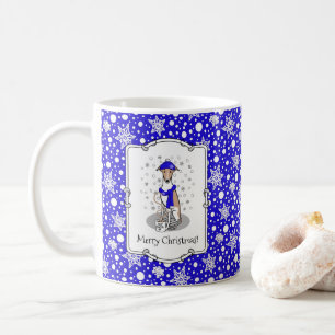 Winter Blue Whippet Snow Scarf - Fawn & white Cute Koffiemok