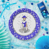 Winter Blue Whippet Snow Scarf - Fawn & white Cute Papieren Bordje (Feest)