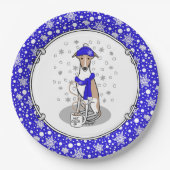 Winter Blue Whippet Snow Scarf - Fawn & white Cute Papieren Bordje (Voorkant)