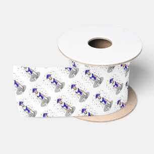 Winter Blue Whippet Snow Scarf - Fawn & white Cute Satijnen Lint