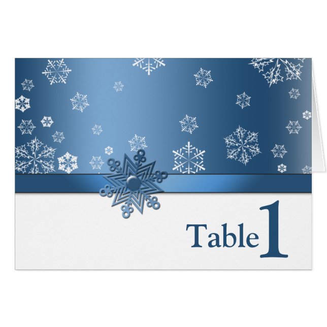 Winter Blue & White Snowflake Table Placcard (Voorkant Horizontaal)