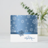 Winter Blue & White Snowflake Wedding Invites Kaart (Staand voorkant)