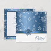 Winter Blue & White Snowflake Wedding Invites Kaart (Voorkant / Achterkant)