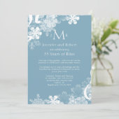 Winter Blue White Snowflake Wedding Jubileum Kaart (Staand voorkant)