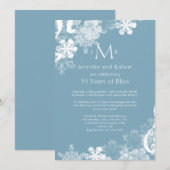 Winter Blue White Snowflake Wedding Jubileum Kaart (Voorkant / Achterkant)