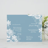 Winter Blue White Snowflake Wedding Programme (Staand voorkant)