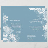 Winter Blue White Snowflake Wedding Programme (Voorkant / Achterkant)