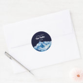 Winter Blue White Snowy Mountains Vrijgezellenfees Ronde Sticker (Envelop)