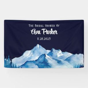 Winter Blue White Snowy Mountains Vrijgezellenfees Spandoek