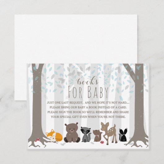 Winter Blue Woodland Animal Family Book Verzoek Kaart (Voorkant / Achterkant)
