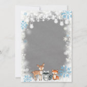 Winter Blue Woodland Boy Baby shower Kaart (Achterkant)