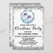 Winter Blue Wreatay Kerstfeest Silver Kaart (Voorkant / Achterkant)