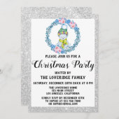 Winter Blue Wreatay Kerstfeest Silver Kaart (Voorkant / Achterkant)