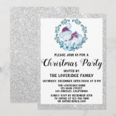 Winter Blue Wreatay Kerstfeest Silver Kaart (Voorkant / Achterkant)