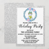 Winter Blue Wreate Kerstfeestdag Silver Kaart (Voorkant / Achterkant)