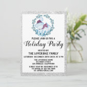 Winter Blue Wreate Kerstfeestdag Silver Kaart (Staand voorkant)