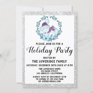 Winter Blue Wreate Kerstfeestdag Silver Kaart