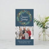 Winter Blue Wreath Kerstkaart (Staand voorkant)