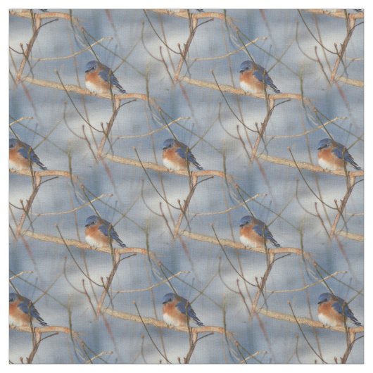 Winter Bluebird Animal Natuur Pattern Stof (Swatch)