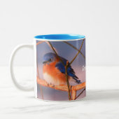 Winter Bluebird Animal Personalized Tweekleurige Koffiemok (Links)