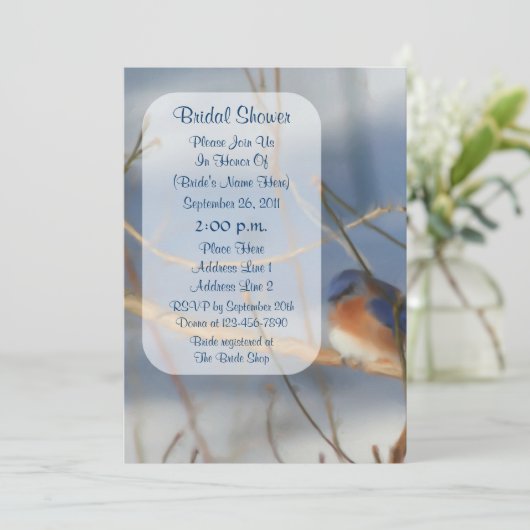 Winter Bluebird Art Vrijgezellenfeest Invite Kaart (Staand voorkant)