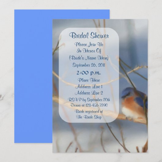 Winter Bluebird Art Vrijgezellenfeest Invite Kaart (Voorkant / Achterkant)