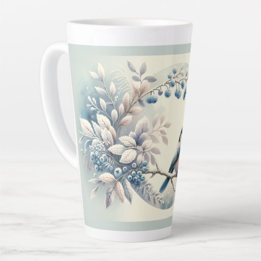 Winter Bluebird Berry Wreath Latte Mok (Linkerhoek)
