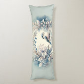 Winter Bluebird Berry Wreath Lichaamskussen (Achterkant (Verticaal))