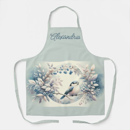 Winter Bluebird Berry Wreath Schort (Voorkant)