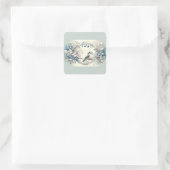 Winter Bluebird Berry Wreath Vierkante Sticker (Tas)