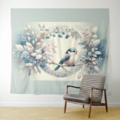 Winter Bluebird Berry Wreath Wandkleed (In Situ (horizontaal))