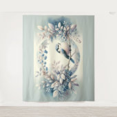 Winter Bluebird Berry Wreath Wandkleed (Voorkant)