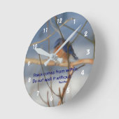 Winter Bluebird Buddha Peace Inspirerend Quote  Ronde Klok (Hoek)