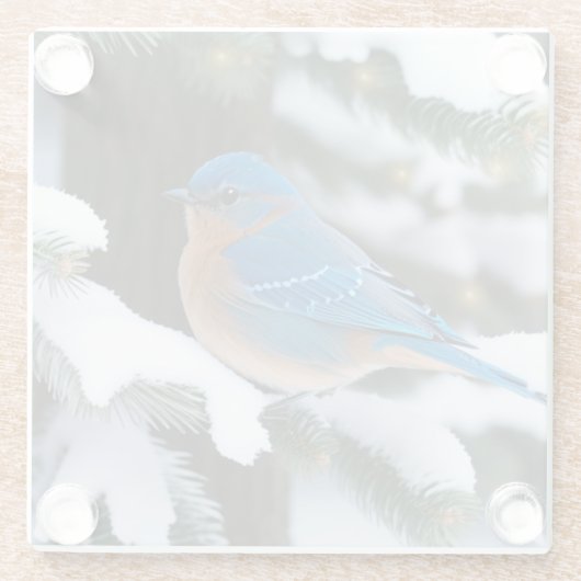 Winter Bluebird Glazen Onderzetter (Achterkant)