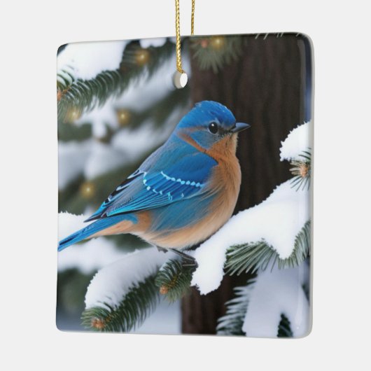 Winter Bluebird Keramisch Ornament (Links)