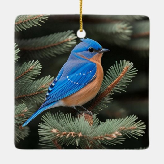 Winter Bluebird Keramisch Ornament (Achterkant)