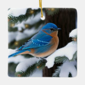 Winter Bluebird Keramisch Ornament (Voorkant)