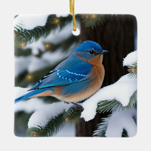 Winter Bluebird Keramisch Ornament (Voorkant)