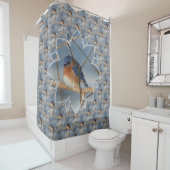 Winter Bluebird Nature Bird Art Pattern Douchegordijn (In situ)