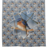 Winter Bluebird Nature Bird Art Pattern  Douchegordijn (Voorkant)