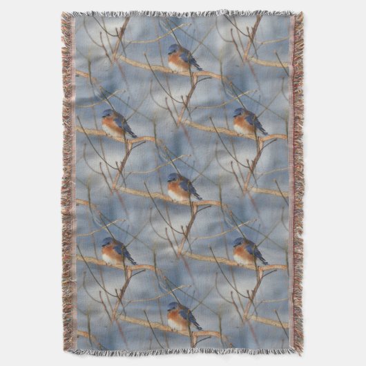 Winter Bluebird Natuur Art Pattern Deken (Voorkant Verticaal)