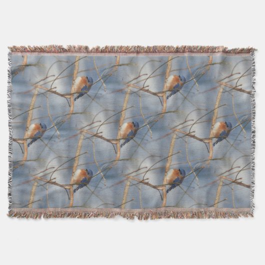 Winter Bluebird Natuur Art Pattern Deken (Voorkant)