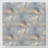Winter Bluebird Natuur Art Pattern Stenen Onderzetter (Voorkant)