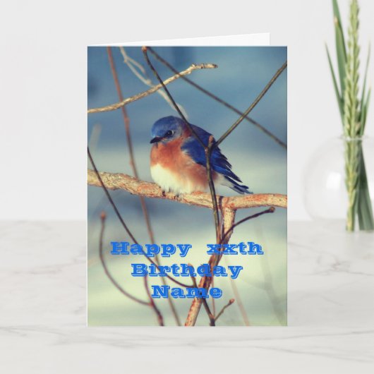 Winter Bluebird Personalized Birthday Kaart (Voorkant)