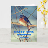 Winter Bluebird Personalized Birthday Kaart (Gele Bloem)