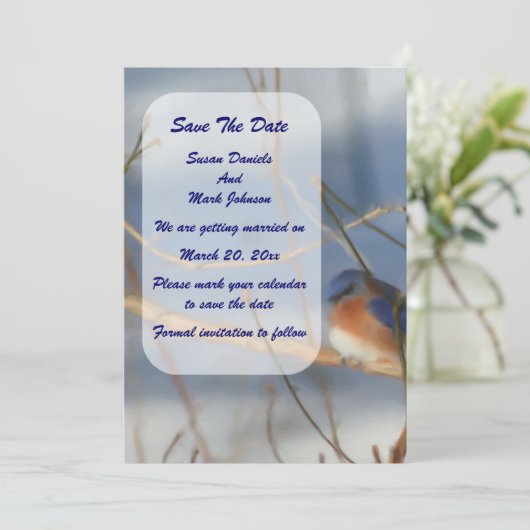 Winter Bluebird Wedding  Save The Date (Staand voorkant)
