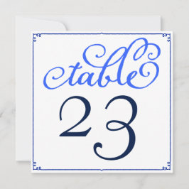 Winter Blues Calligrafie Script Tafelnummer Kaarte