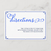 Winter Blues Calligraphy Wedding Directions Kaart (Voorkant)